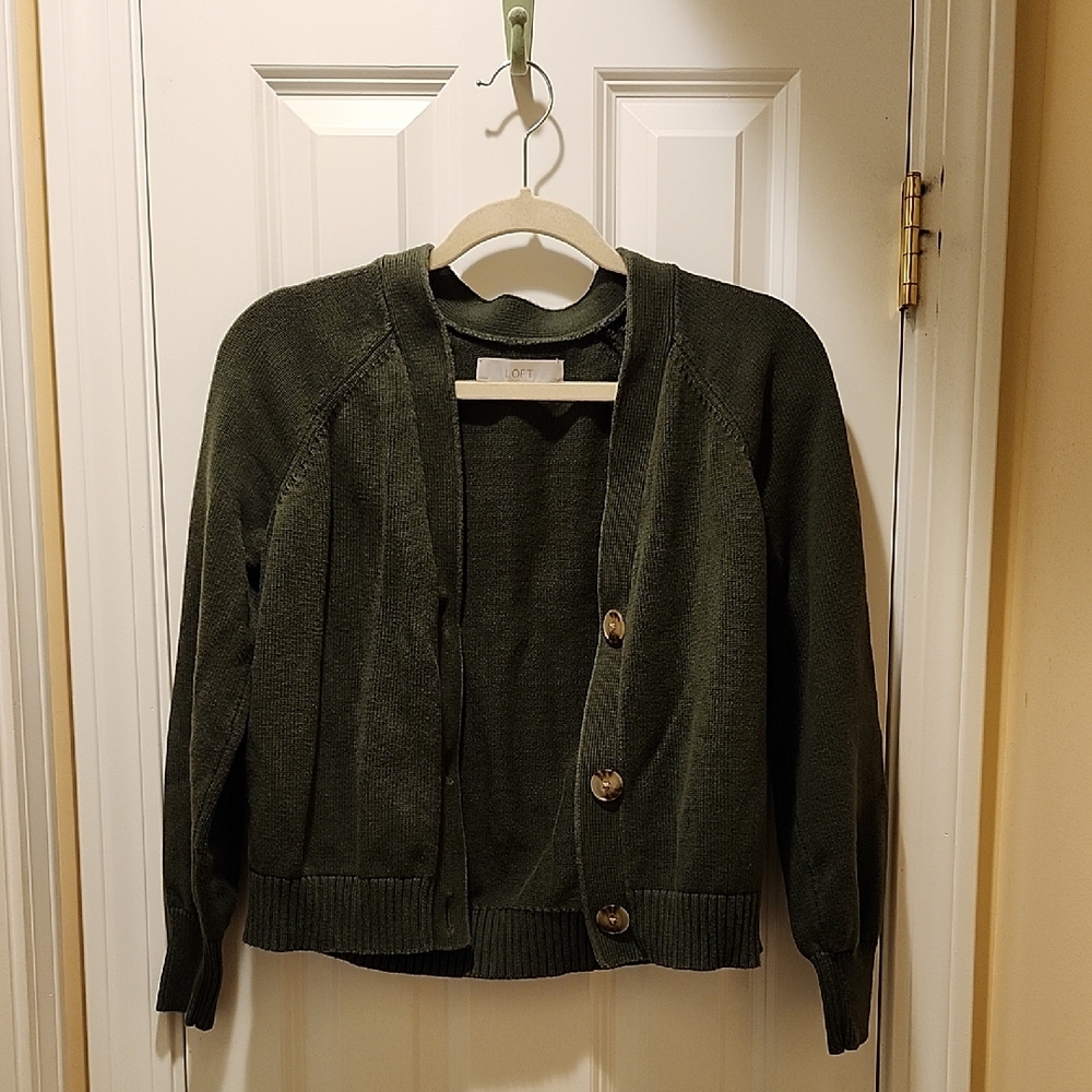 LOFT Green Cropped Sweater